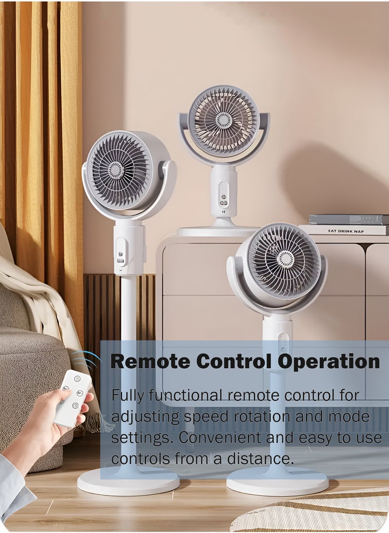 Toshionics - Floor Mounted Circulating Fan with Adjustable Height Built-In Aromatherapy and Mosquito Repellent Box 5-Speed Strong Wind Modes Remote Control and Battery Operation Automatic Left and Right Head Rotation Manual Up and Down Adjustment 8-Hour Timer Three-in-One Use as Bench Vertical or Floor Fan Quiet Motor Easy-to-Clean Detachable Design Ideal for Home Office RVs Camping Indoor and Outdoor Fan - Image 1