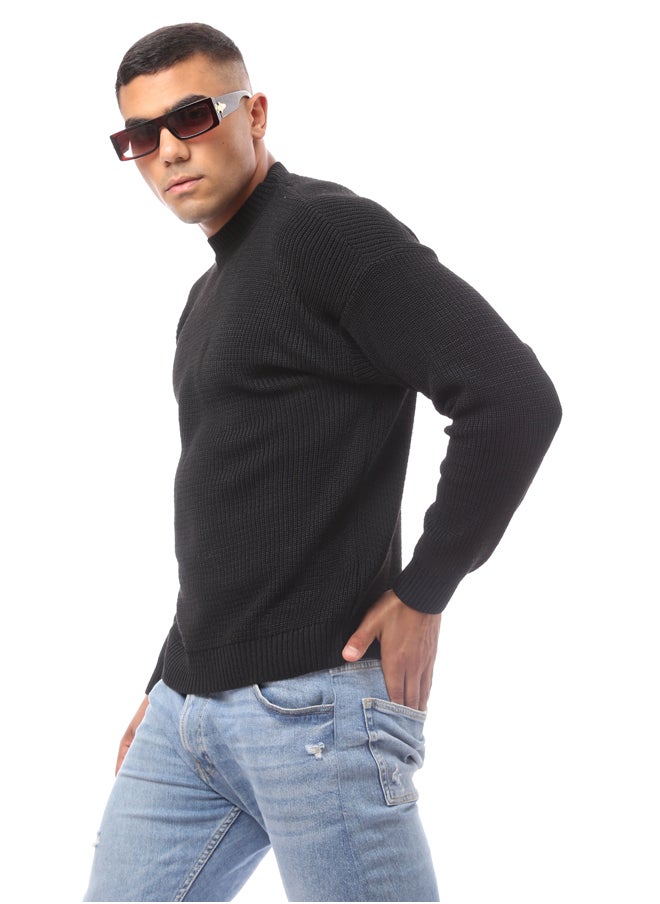 RAVIN Knitted Black Acrylic Mock Neck Pullover  - Image 2