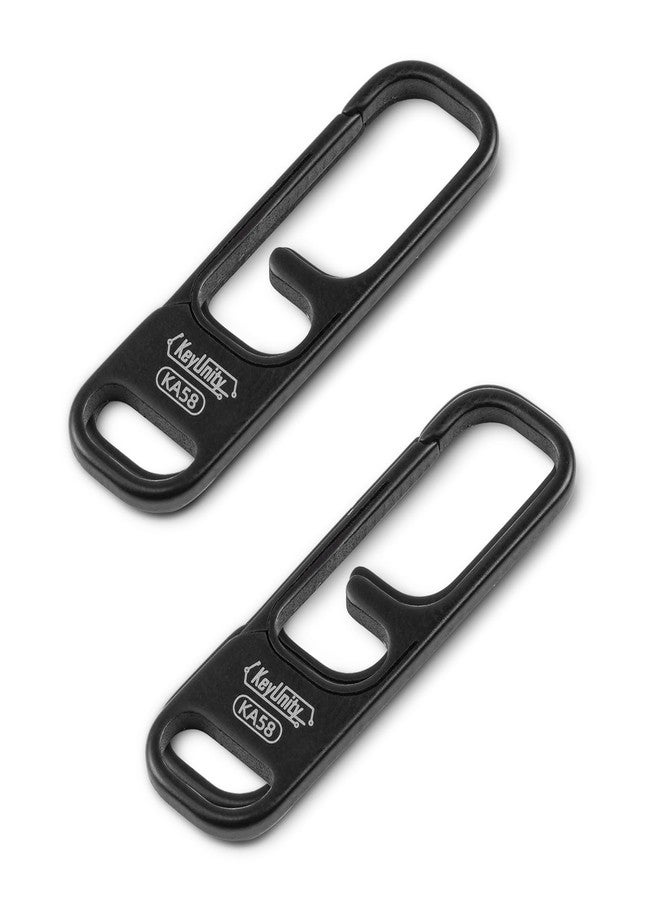 KeyUnity KA58 Zipper Pulls - One-Piece Solid Titanium Design, Ultra-Lightweight for Backpacks, Jackets, Tents, and EDC (2-Pack), Black - Image 1