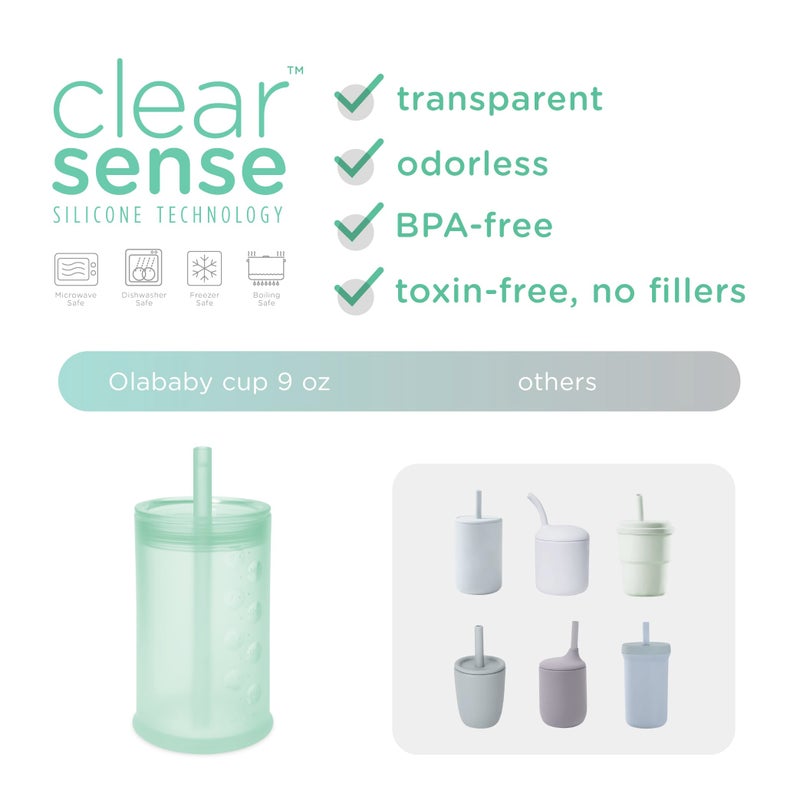 Olababy Clear View Silicone Training Cup with Straw Lid | Toddler Sippy Trainer 12mo+ | Unbreakable Water Drinking Cups for Kids 2yr+ | Baby Led Weaning & Feeding Supplies (Lilac, 9 oz) - Image 3