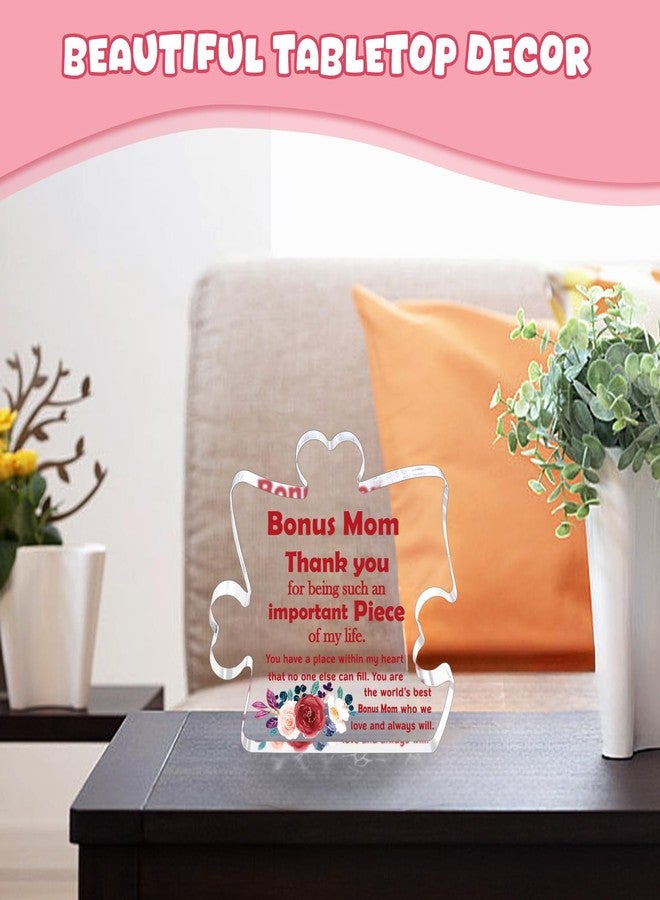 BdayPtion Mothers Day Bonus Mom Gifts, Mother's Day Step Mom Birthday Gift from Bonus Daughter Son, Mother in Law Bonus Mom Step Mom Present, Christmas Thank You Step Mom Acrylic Plaque Desk Decoration Sign - Image 5