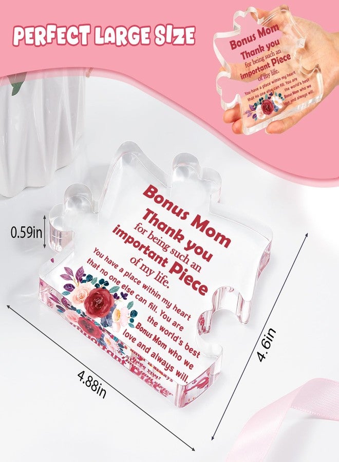BdayPtion Mothers Day Bonus Mom Gifts, Mother's Day Step Mom Birthday Gift from Bonus Daughter Son, Mother in Law Bonus Mom Step Mom Present, Christmas Thank You Step Mom Acrylic Plaque Desk Decoration Sign - Image 2