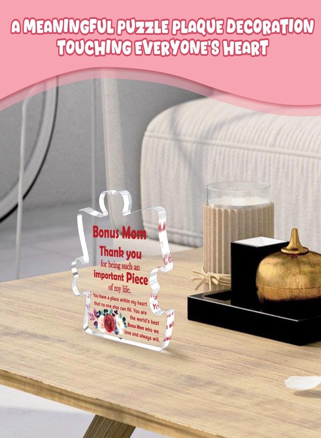 BdayPtion Mothers Day Bonus Mom Gifts, Mother's Day Step Mom Birthday Gift from Bonus Daughter Son, Mother in Law Bonus Mom Step Mom Present, Christmas Thank You Step Mom Acrylic Plaque Desk Decoration Sign - Image 4