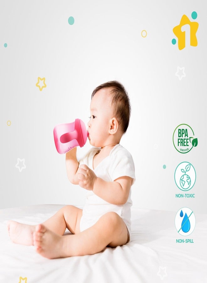 1ST STEP Matte Collection BPA Free Polypropylene Hard Spout Sipper with Twin Handles for Easy Grip - Pink - Image 3