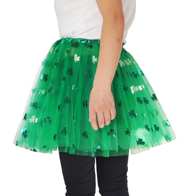 DMLBC Adult Women St. Patrick's Day Green Tutu Skirt Teens Shamrock Tutu Dress St Patricks Day Running Costume (Green, Large) - Image 4