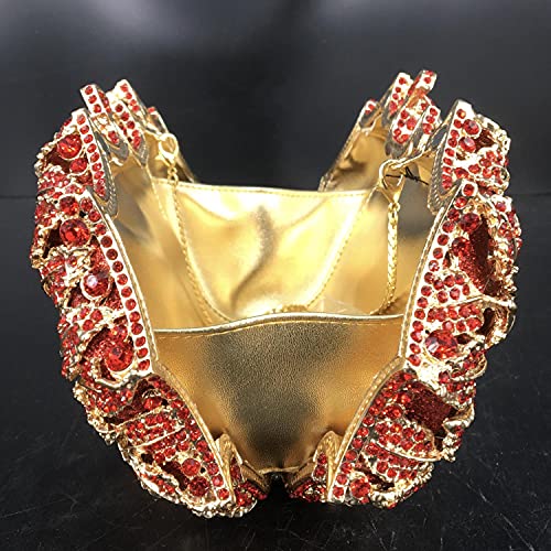 Boutique De FGG حقائب سهرة زهور متلألئة من بوتيك FGG للنساء لحفلات رسمية حقائب يد مرصعة بالأحجار الكريمة زفاف كلاش كريستال، أحمر، صغير - Image 5