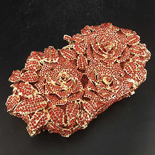 Boutique De FGG حقائب سهرة زهور متلألئة من بوتيك FGG للنساء لحفلات رسمية حقائب يد مرصعة بالأحجار الكريمة زفاف كلاش كريستال، أحمر، صغير - Image 4