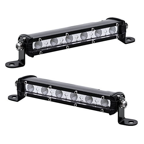 ONLINE LED STORE True Mods 2pc 7" Ultra-Slim Single Row Off Road LED Light Bar [1530lm] [18W] [IP68 Waterproof] [12V - 24V] Fog/Driving/Work Lights for Trucks ATV Cars - 60 Degrees Flood Light - Image 1