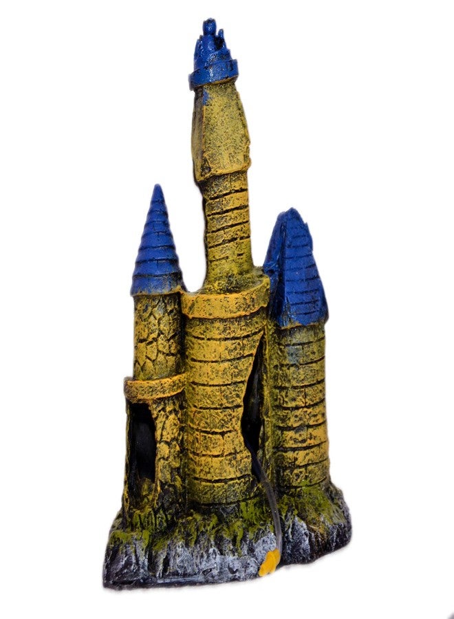CHOOSTIX Aquachoo Aquarium Decor, Ornaments, Underwater Treasures, Broken Yellow Castle with Blue Roof, Air Tube, 375 g - Image 2