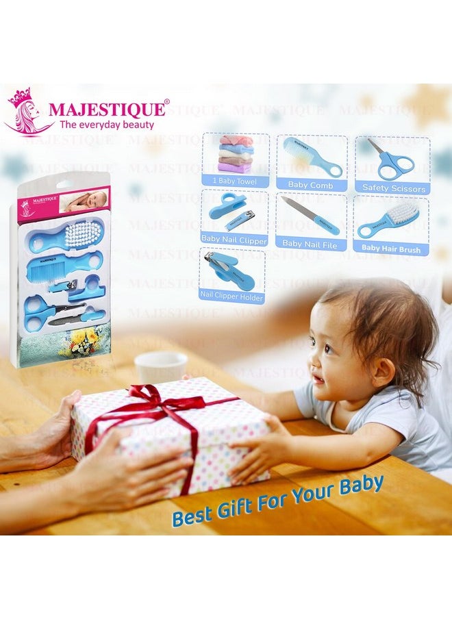 MAJESTIQUE Majestique Baby Grooming Kit and Healthcare, 7 in 1 Baby Hair Brush, Comb, Nail Clipper, Nail File and Soft Baby Towel Newborn Nursery, Infant Comb, Brush, Baby Care Products - Blue  - Image 3