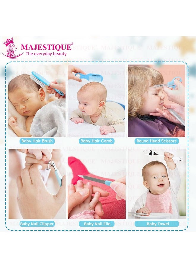 MAJESTIQUE Majestique Baby Grooming Kit and Healthcare, 7 in 1 Baby Hair Brush, Comb, Nail Clipper, Nail File and Soft Baby Towel Newborn Nursery, Infant Comb, Brush, Baby Care Products - Blue  - Image 4