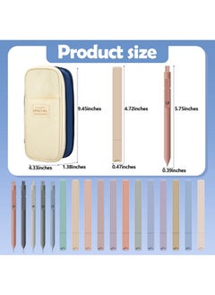 Henoyso 18 Pcs Aesthetic School Supplies Include Big Capacity Pen Case Bag With Zipper 12 Pcs Chisel Tip Aesthetic Cute Highlighters 5 Pcs Quick Dry Retractable Black Ink Pens For Students(Navy Blue)  - Image 4