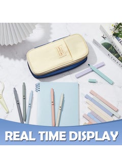 Henoyso 18 Pcs Aesthetic School Supplies Include Big Capacity Pen Case Bag With Zipper 12 Pcs Chisel Tip Aesthetic Cute Highlighters 5 Pcs Quick Dry Retractable Black Ink Pens For Students(Navy Blue)  - Image 3