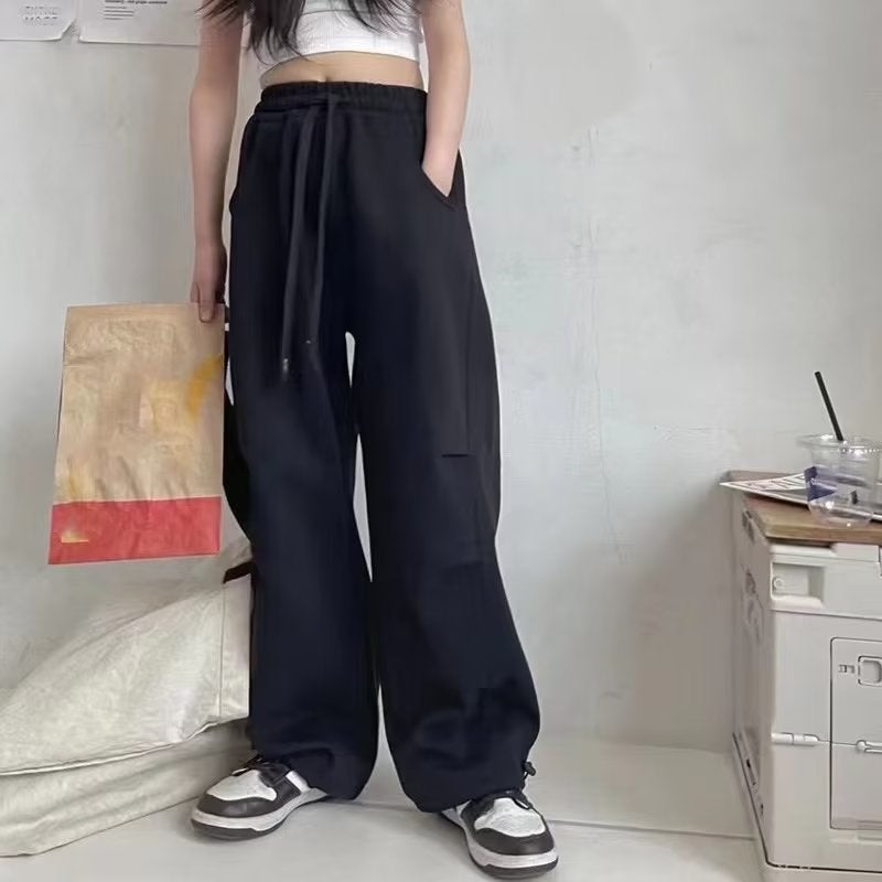 Girls' Pants Summer Thin Summer Clothes Middle And Large Children'S Casual Straight Wide Leg Pants Children'S Black Trousers Girls Children'S Pants - Image 1