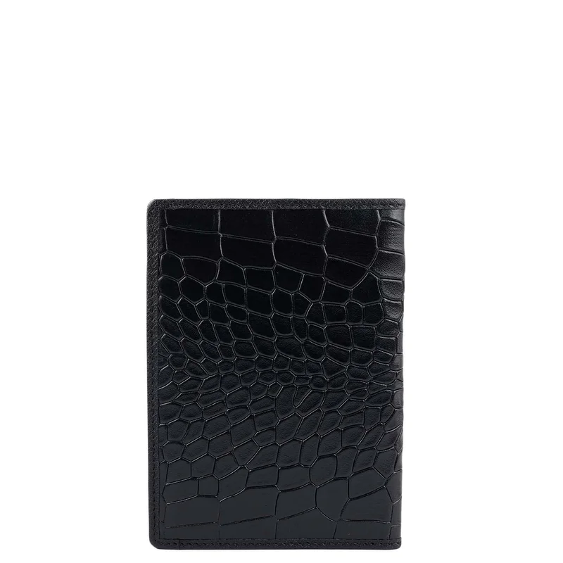 Da Milano black Croco Leather Passport Case - Black  | Best Price UAE