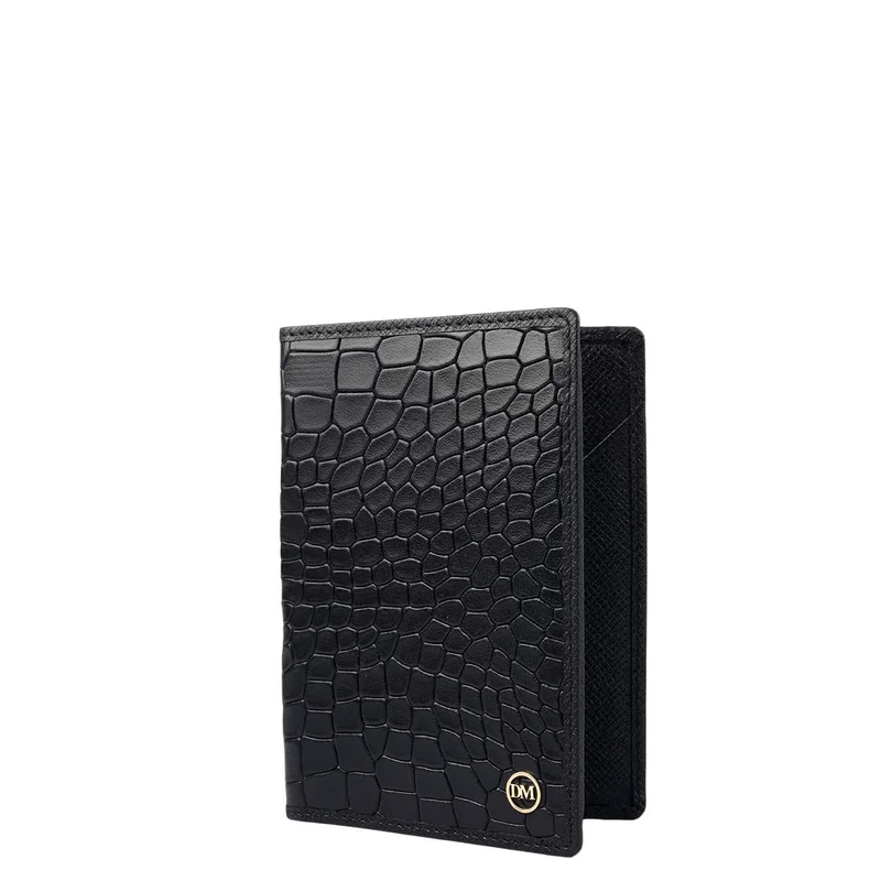 Da Milano black Croco Leather Passport Case - Black  | Best Price UAE
