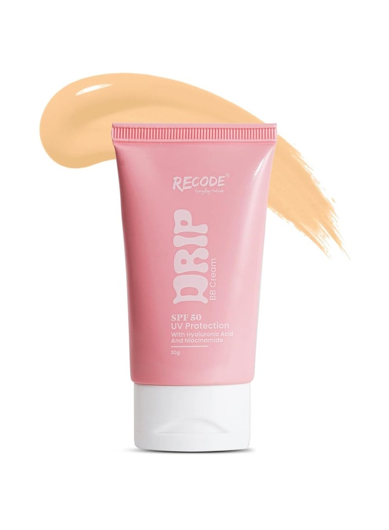 إعادة ترميز ريكود "فور أول سكين" (For All Skin) - كريم بي بي "دريب" (Drip) - درجة 02 (متوسطة) - عامل حماية SPF 50 - مكياج يومي - 30 جم - Image 1