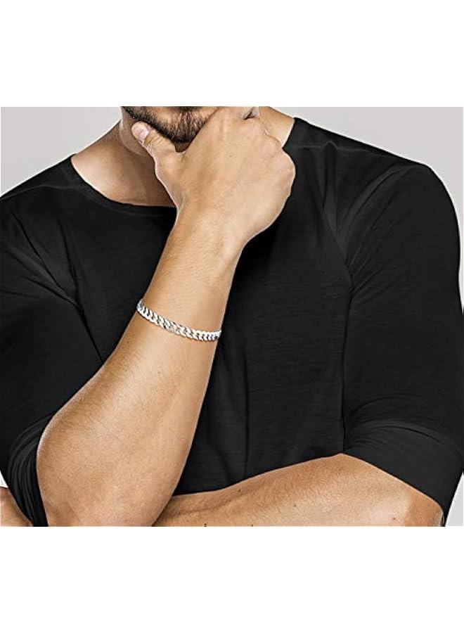 Arabest 925 Sterling Silver Italian 7mm Solid Diamond-Cut Cuban Link Curb Chain Bracelet for Men Women, Made in Italy - Image 3