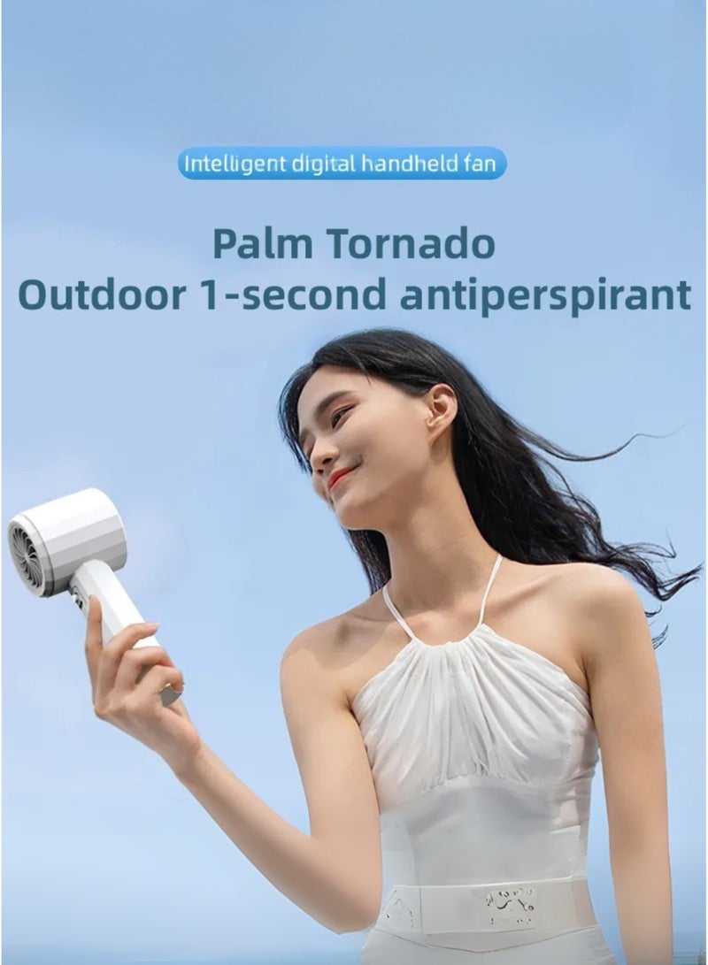 هوكو مروحة توربو محمولة من Hocoمزودة بشاشة رقمية - تبريد حتى 13 ساعة كحد أقصى، بطارية قابلة لإعادة الشحن عبر USB بسعة 2400 مللي أمبير/ساعة، 5 سرعات، حجم الجيب مناسب للسفر والأنشطة الخارجية والمنزل والمكتب | أبيض - Image 2