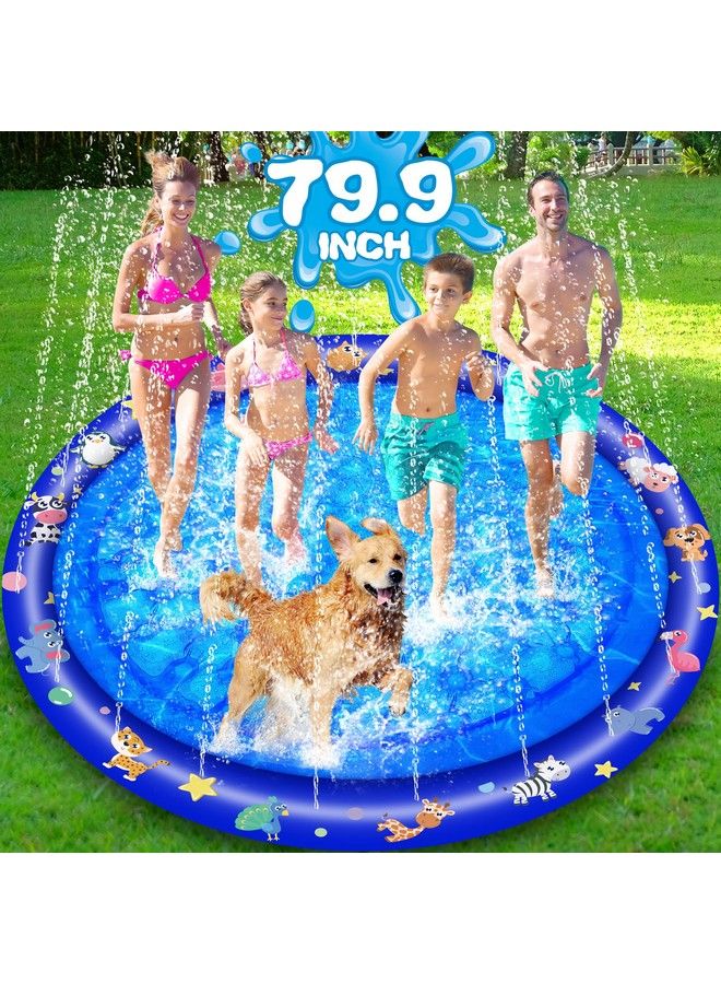Splash Pad Nonslip 79.9” Extra Large Splash Mat For Kids Girls Boys Dogs Summer Outdoor Water Toys For Outside Backyard Splash Water Play Mat For 312 Years Old Kids Splash Pad For Outside As Gifts