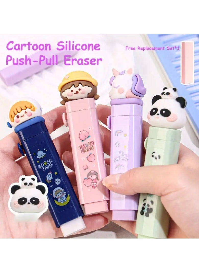 ممحاة كرتونية لطيفة قابلة للسحب بقطعة واحدة مع نواة بديلة واحدة – تصميم كاوايي ممتع للكتابة والرسم للأطفال | محو نظيف وسلس مع بقايا قليلة | هدية أدوات مدرسية ممتعة ومثالية للفن والإبداع - Image 1