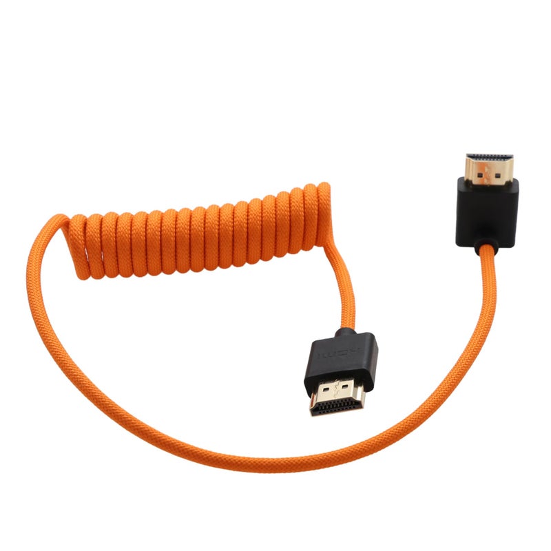 HangTon HDMI 8K 4K Cable for ATOMOS Ninja V Shinobi Sony FX3 A7RV Canon R5II Lumix Nikon Z6III BMPCC6K TV Computer Camera Monitor Gimbal FEELWORLD Portkeys SmallHD Down Angled 50cm Spiral - Image 2