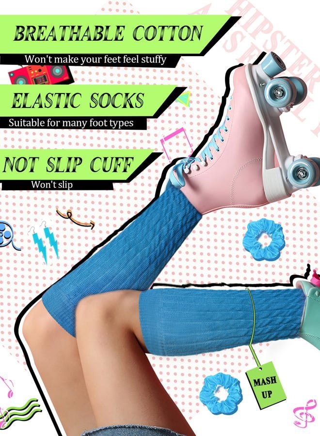 WILLBASIC 80s Costume Accessories for Women Neon Scrunch Socks Hair Scrunchies Earrings for 80s Retro Party Halloween, Multi, Standard - Image 4