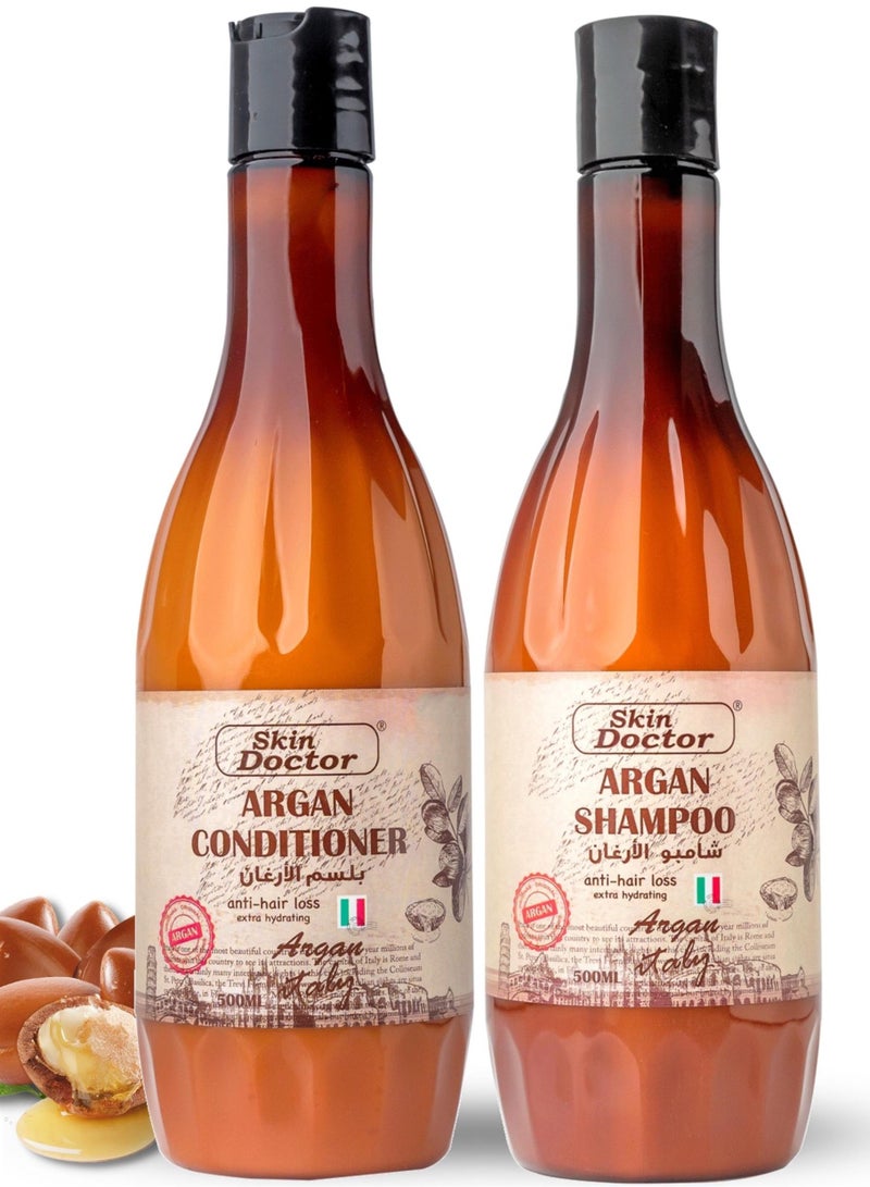 Skin Doctor Moroccan Argan Oil Shampoo & Conditioner Pack - Ultra Hydrating - Repairs and Protects Dry Hair - Improves Hair Health - Soften & Strengthen Hair for Damaged, Dry Frizzy and Hair Loss (1000 ml) - Image 1