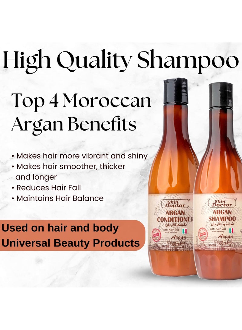 Skin Doctor Moroccan Argan Oil Shampoo & Conditioner Pack - Ultra Hydrating - Repairs and Protects Dry Hair - Improves Hair Health - Soften & Strengthen Hair for Damaged, Dry Frizzy and Hair Loss (1000 ml) - Image 5
