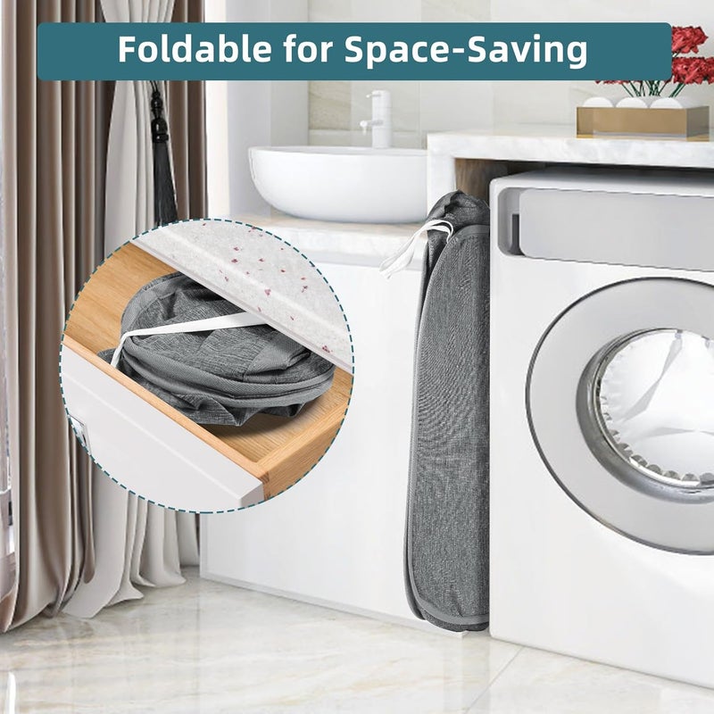 BATTOO Collapsible Laundry Baskets, Foldable Mesh Clothes Hamper with Reinforced Handles, Durable Pop Up Hampers for Laundry, Tear Proof & Easy to Carry Laundry Hamper for Home, Laundry, Dorm, Travel Grey - Image 5
