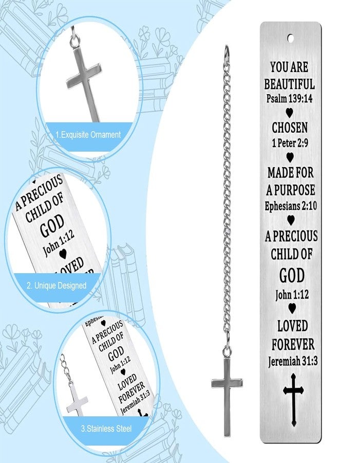 Climberty® Metal Bookmarks with Cross Pendant Chain Gift Box Inspirational Christian Gifts for Women Stainless Steel Book Markers Valentine Mother's Day Christmas Birthday Gifts for Women, Men - Image 3