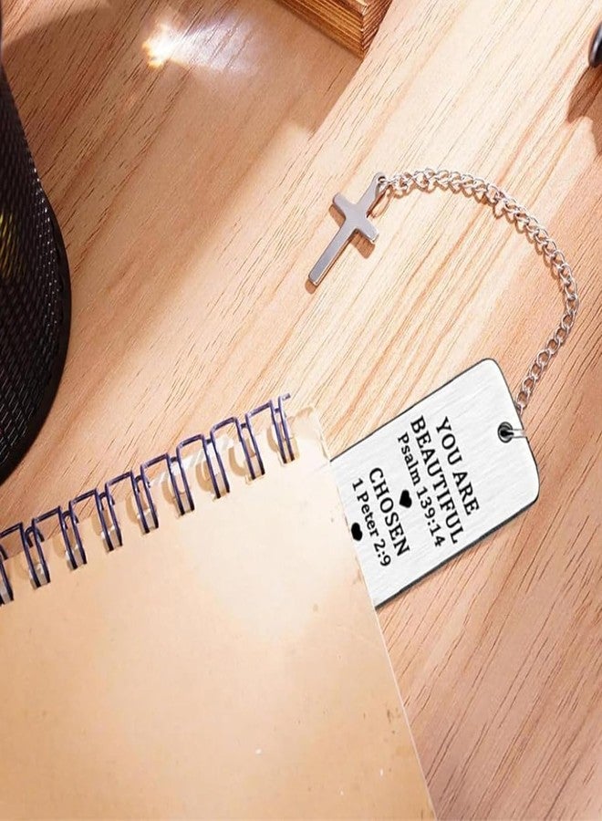 Climberty® Metal Bookmarks with Cross Pendant Chain Gift Box Inspirational Christian Gifts for Women Stainless Steel Book Markers Valentine Mother's Day Christmas Birthday Gifts for Women, Men - Image 4