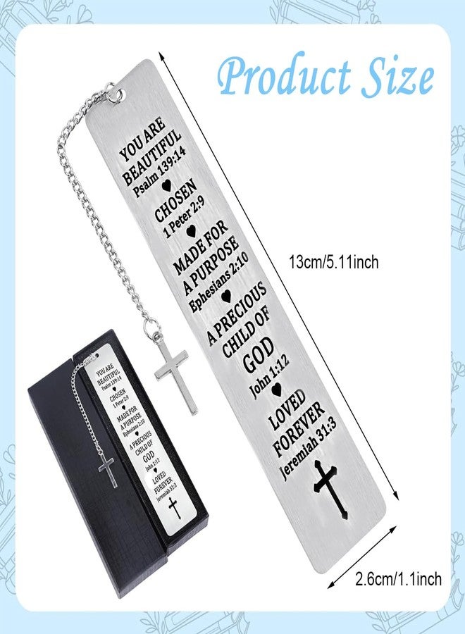 Climberty® Metal Bookmarks with Cross Pendant Chain Gift Box Inspirational Christian Gifts for Women Stainless Steel Book Markers Valentine Mother's Day Christmas Birthday Gifts for Women, Men - Image 2