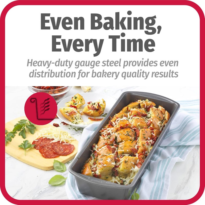GoodCook Nonstick Loaf Pan Extra-Large Heavy-Duty Steel Bakeware with Easy-Clean Non-Stick Coating, Oven & Dishwasher Safe Pan for Meatloaf Breads Cakes Lasagnas Casseroles & More, 13 x 5-Inch, Gray - Image 3