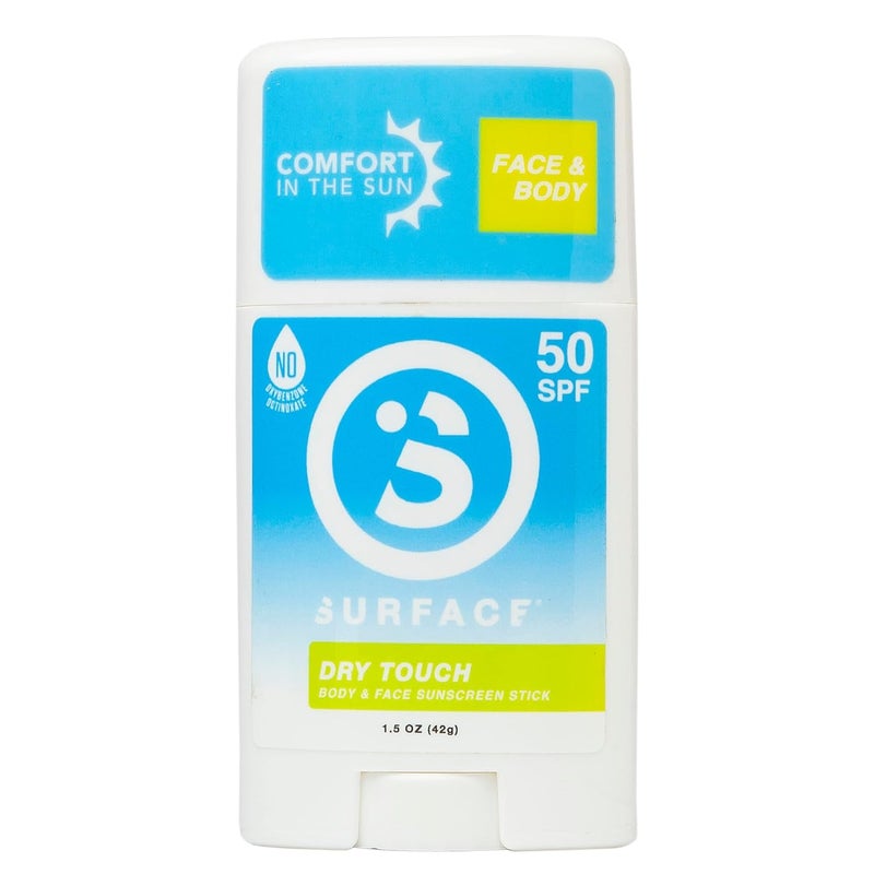 surface sun systems Surface Dry Touch Body Sunscreen Stick - Reef Safe, Ultra-Light & Clean Feeling, Broad Spectrum UVA/UVB Protection, Paraben Free, Hypoallergenic, Water Resistant, Fragrance Free - SPF 50, 1.5oz