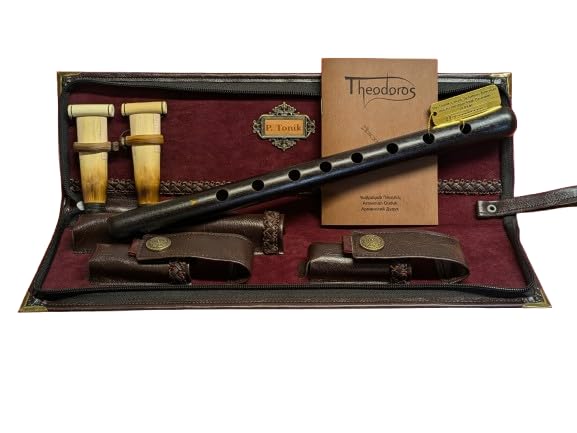 Theodoros Armenian Duduk Official P. Tonik, Professional Concert Quality Musical Instrument, Handmade from Armenian Apricot Wood, 2 Professional Reeds, Genuine Leather Case, Made in Armenia (Brown Leather Case) - Image 1