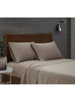 London Fog London Fog – Garment Wash Solid Twin 4 Piece Sheet and Pillowcase Set – Soft Microfiber Fabric – Khaki  - Image 1