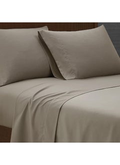 London Fog London Fog – Garment Wash Solid Twin 4 Piece Sheet and Pillowcase Set – Soft Microfiber Fabric – Khaki  - Image 5