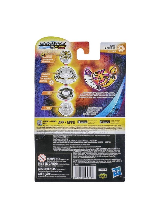 Bey Blade Beyblade Burst Rise Hypersphere Royal Genesis G5 Starter Pack - Stamina Type Battling Top Toy and Right/Left-Spin Launcher, Ages 8 and Up - Image 3