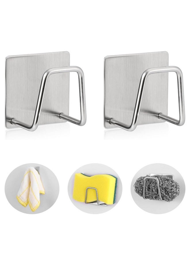 Luckyiren Luckyiren Adhesive Sponge Holder for Kitchen Sink, SUS304 Stainless Steel Scrubber Hanger Caddy Accessories Storage Rack Stand for Scratch Scrub Dishcloth Dishrag Wool Exfoliator Strainer Stoppe  - Image 1
