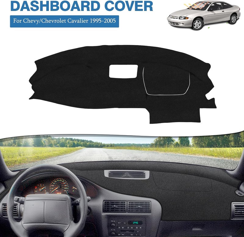 FIILINES Fault optimized construction Dash Cover for Chevy/Chevrolet Cavalier 1995-2005, Dashboard Cover Cavalier Accessories Suede Dash Cover Mat Sunshade Anti-Slip Pad Carpet Protector Black Smooth joint - Image 2