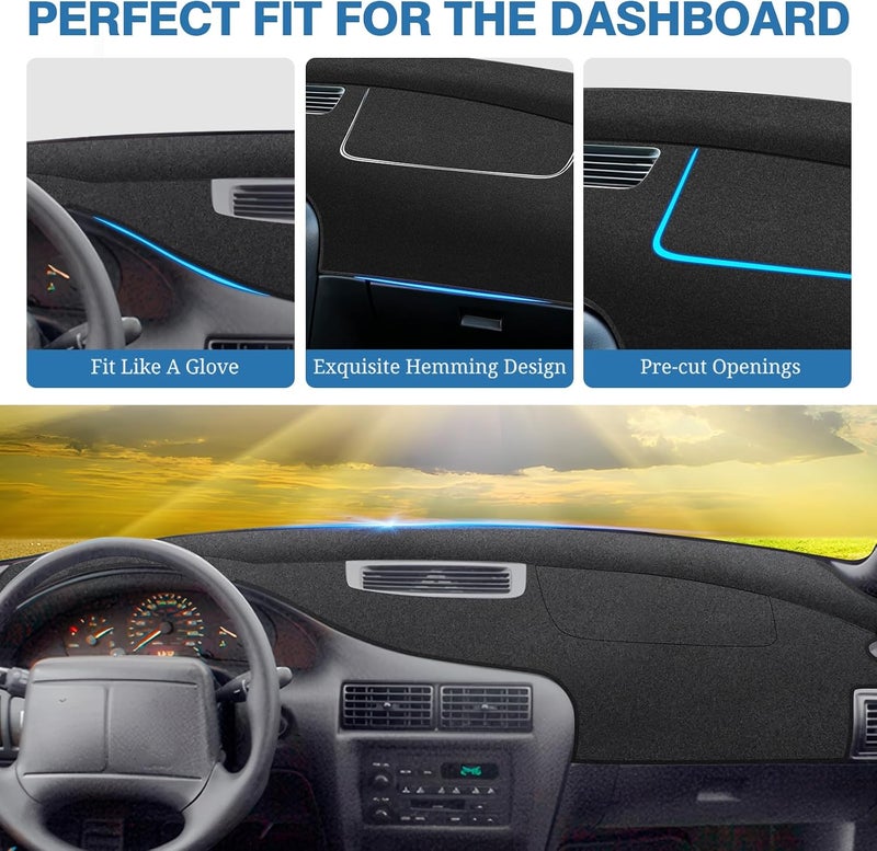 FIILINES Fault optimized construction Dash Cover for Chevy/Chevrolet Cavalier 1995-2005, Dashboard Cover Cavalier Accessories Suede Dash Cover Mat Sunshade Anti-Slip Pad Carpet Protector Black Smooth joint - Image 4