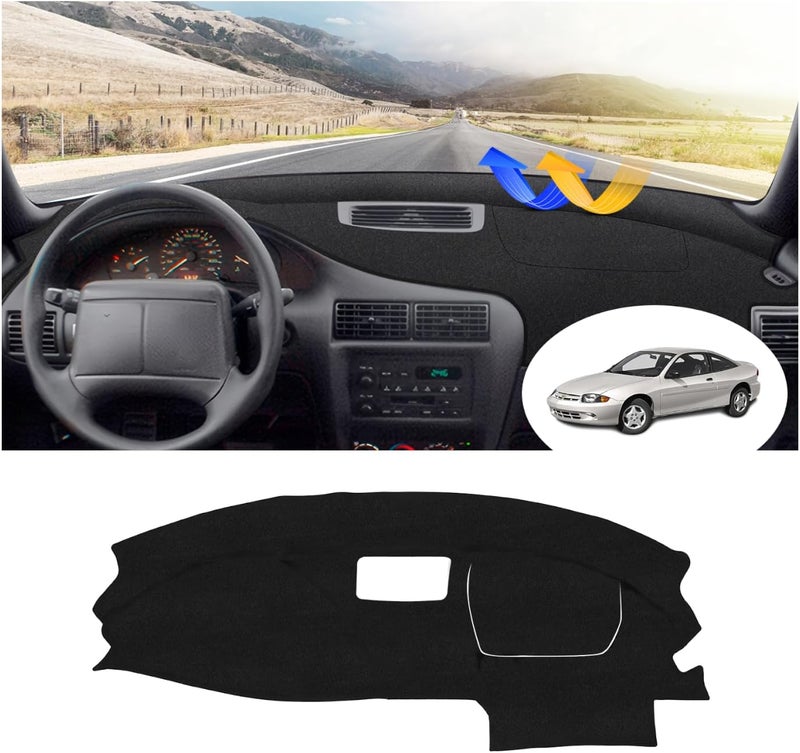 FIILINES Fault optimized construction Dash Cover for Chevy/Chevrolet Cavalier 1995-2005, Dashboard Cover Cavalier Accessories Suede Dash Cover Mat Sunshade Anti-Slip Pad Carpet Protector Black Smooth joint - Image 1