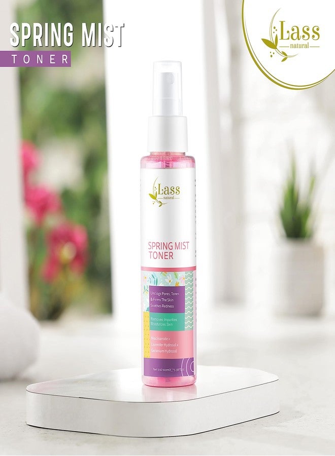 Lass Natural Spring Mist Toner for with Niacinamide and Lavender Hydrosol | For instan Combination Skin | Instant Freshness |Minimises pores and Provide Excess Glow on Skin - All Skin Types -Women & Men 100ml - Image 3