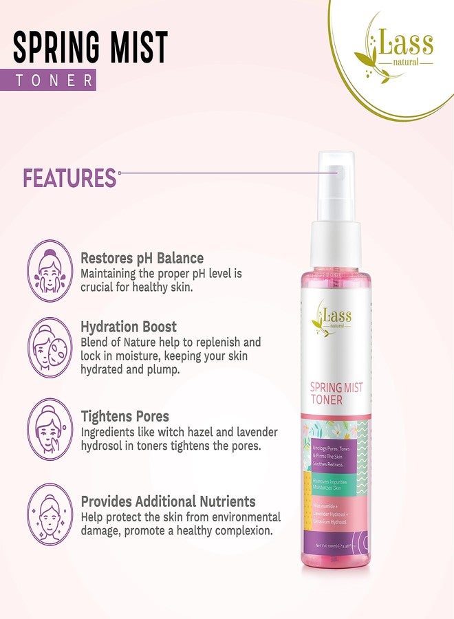 Lass Natural Spring Mist Toner for with Niacinamide and Lavender Hydrosol | For instan Combination Skin | Instant Freshness |Minimises pores and Provide Excess Glow on Skin - All Skin Types -Women & Men 100ml - Image 4
