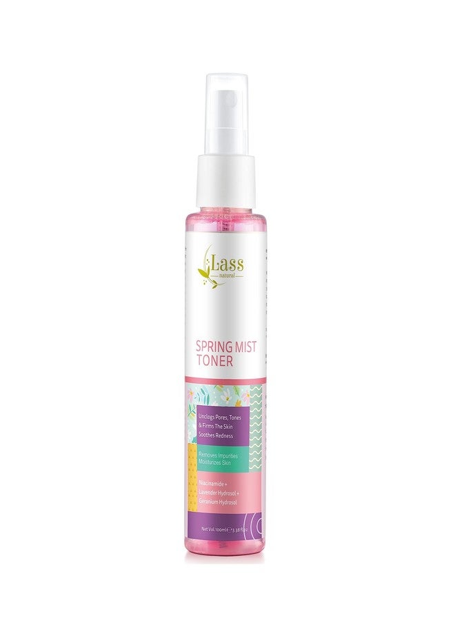 Lass Natural Spring Mist Toner for with Niacinamide and Lavender Hydrosol | For instan Combination Skin | Instant Freshness |Minimises pores and Provide Excess Glow on Skin - All Skin Types -Women & Men 100ml - Image 1