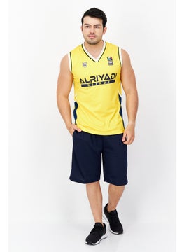 Al Riyadi Men Sportswear Fit TABBARA 14 Sleeveless FIBA Jersey, Yellow  - Image 4