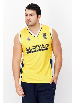 Al Riyadi Men Sportswear Fit TABBARA 14 Sleeveless FIBA Jersey, Yellow  - Image 2