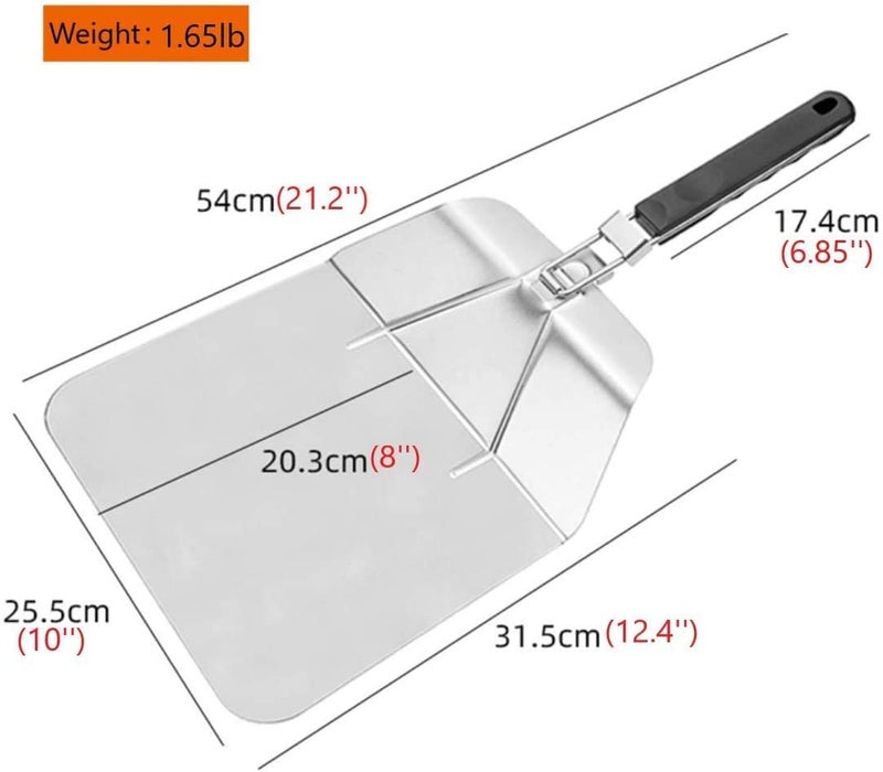UNIQUE CART Pizza Peel Metal Large Pizza Paddle Stainless Steel with Folding Handle - Image 2