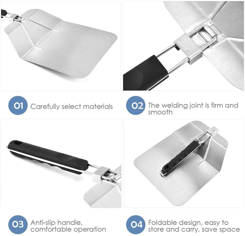 UNIQUE CART Pizza Peel Metal Large Pizza Paddle Stainless Steel with Folding Handle - Image 4